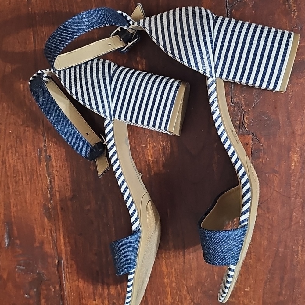 Chinese Laundry Navy and White Striped Heels